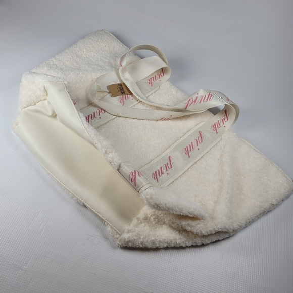 NWT Victoria's Secret Pink Soft Shearling Teddy-Cozy-Plush Tote Bag Large - Picture 9 of 15